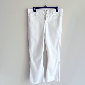 Woman’s Loft high waisted white cropped flair jeans size 10